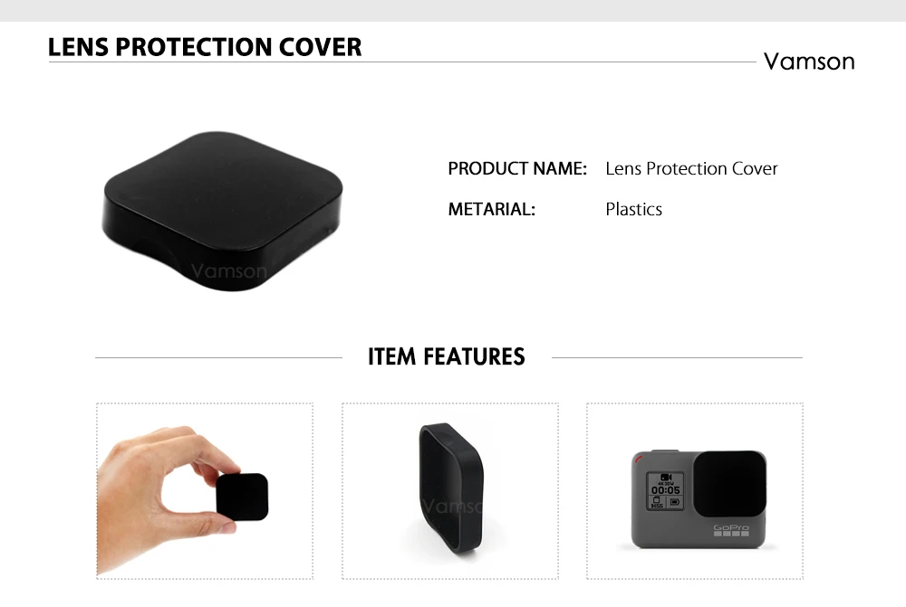 Vamson для Go Pro Ультрапрозрачная защитная пленка из закаленного стекла+ защита объектива Защита от царапин для GoPro Hero 7 6 5Black VP710G