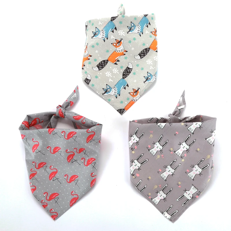 Easter Personalized Cute Animal Printed Fox Rabbit Flamingo Dog Bandana Reversible Triangular Bandage Scarf for Large Dogs | Дом и сад