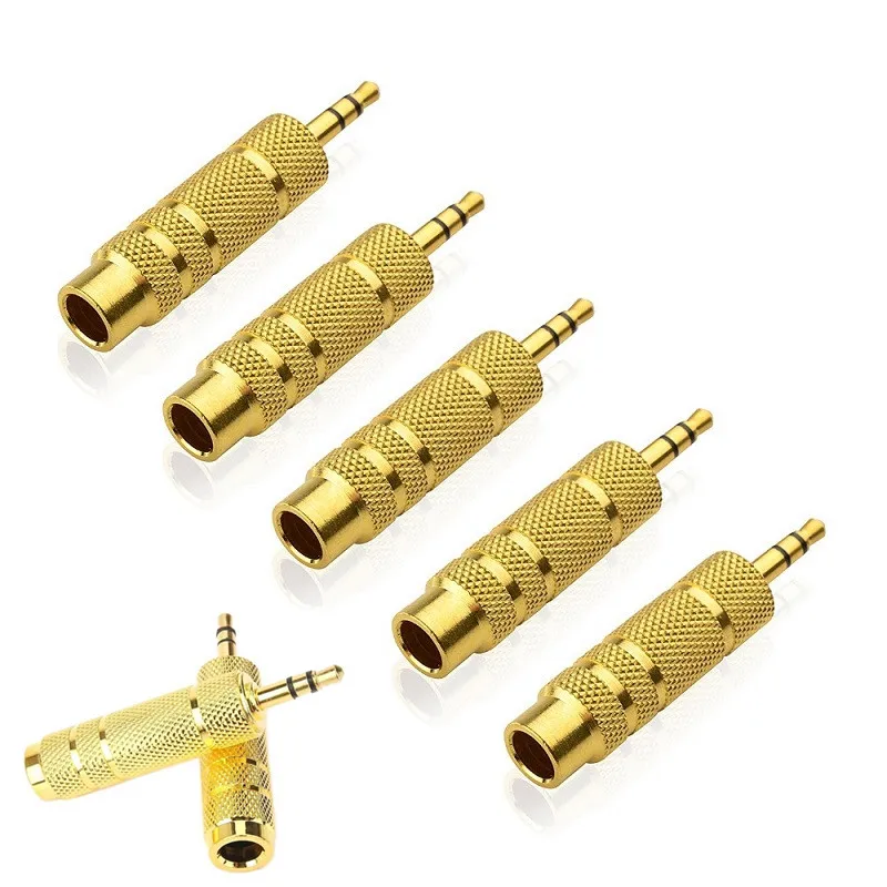 

5pcs Stereo 3.5mm Male to (1/4'') 6.5mm Female Jack Audio Aadapter For Phone Tablet Computer Headphone Mic Amplifiers Convertor