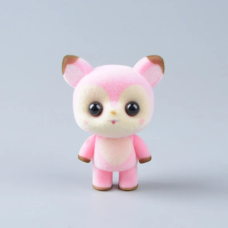 pink deer Koteta Kawaii ПВХ флокирующая кукла пушистая панда Пингвин утка мини животные игрушки для детей флокирующая игрушка для девочек детские подарочные фигурки - Цвет: pink deer