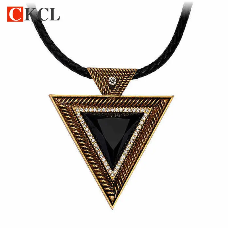 Винтажное ожерелье со стразами с цепочкой из кожи|statement necklace|rhinestone necklacenecklaces &