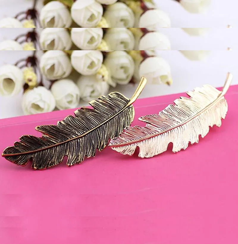 Женская Очаровательная металлическая большая заколка для волос в виде листьев