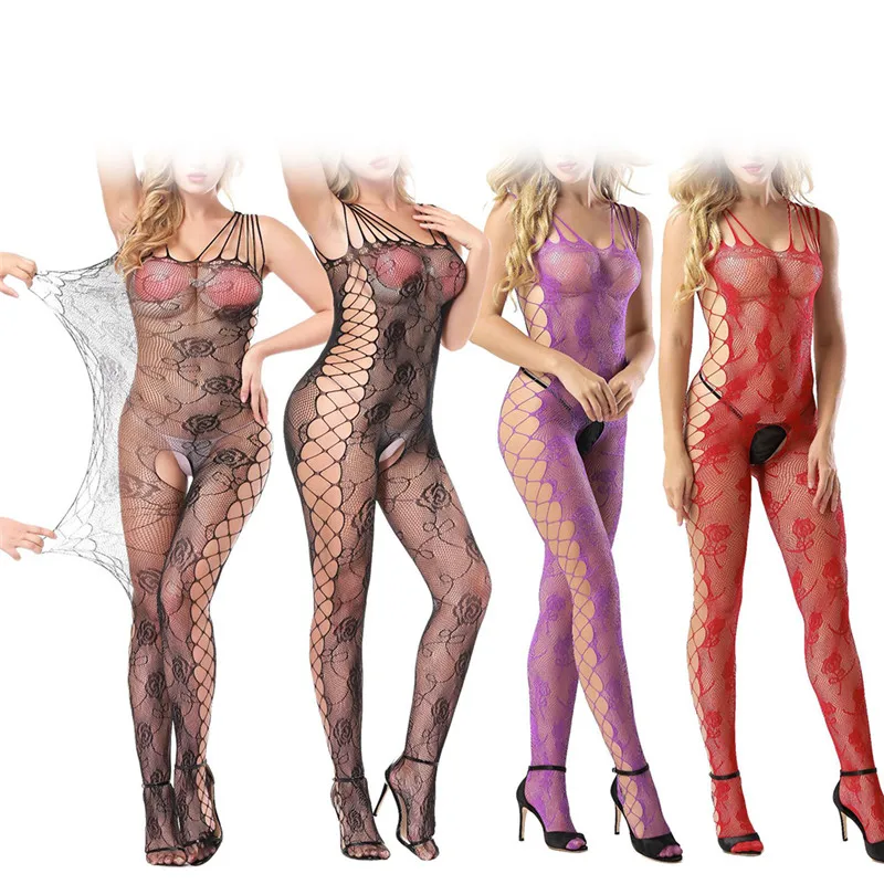 Модное сексуальное женское белье боди с открытой промежностью Ажурный