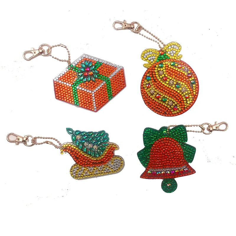 4Pcs 01 4/5 шт DIY полный дрель специальные алмазов картина брелок с изображениями героев мультфильмов, Рождественская тематика, Для женщин сумка подвеска брелок ювелирный кольцо для ключей подарки - Цвет: 4Pcs 01