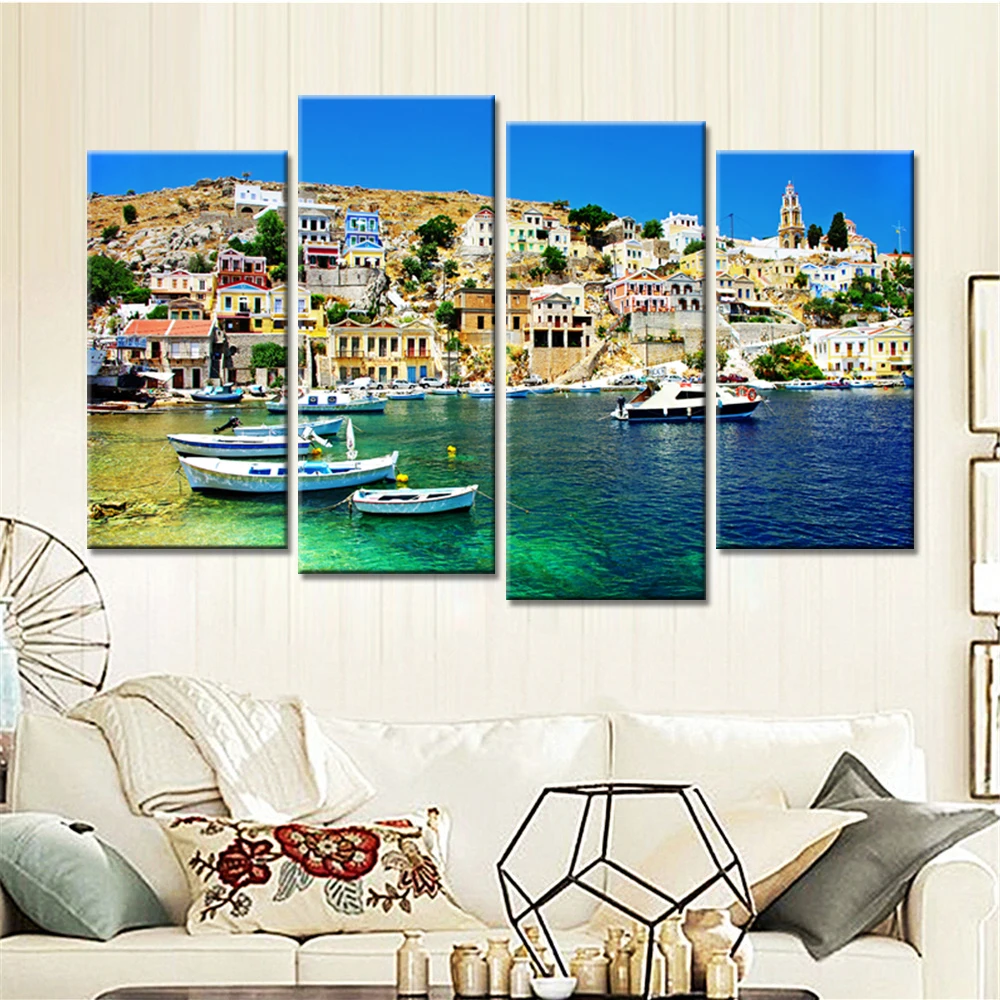 

4 Panels Unframed Print Spray Paintings Poster on Wall Canvas Pictures for Living Room Home Decoration