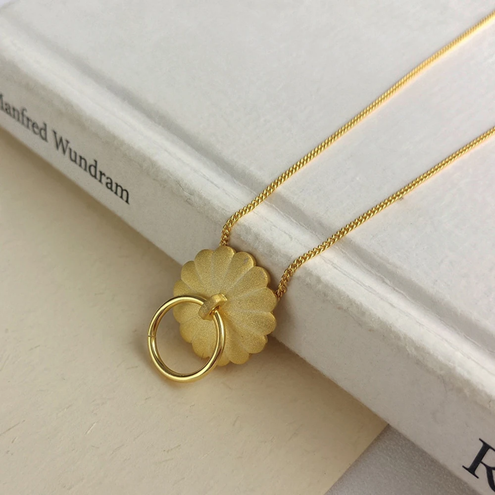 Женское ожерелье с подвеской LEVEN матовое Золотистое Ожерелье из стерлингового