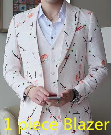 2 -1pcs Пиджак+ брюки+ жилет) цветочный костюм мужской смокинг роскошный модный дизайнерский Свадебный Мужской костюм сценическая одежда для певца - Цвет: 2 -1pcs