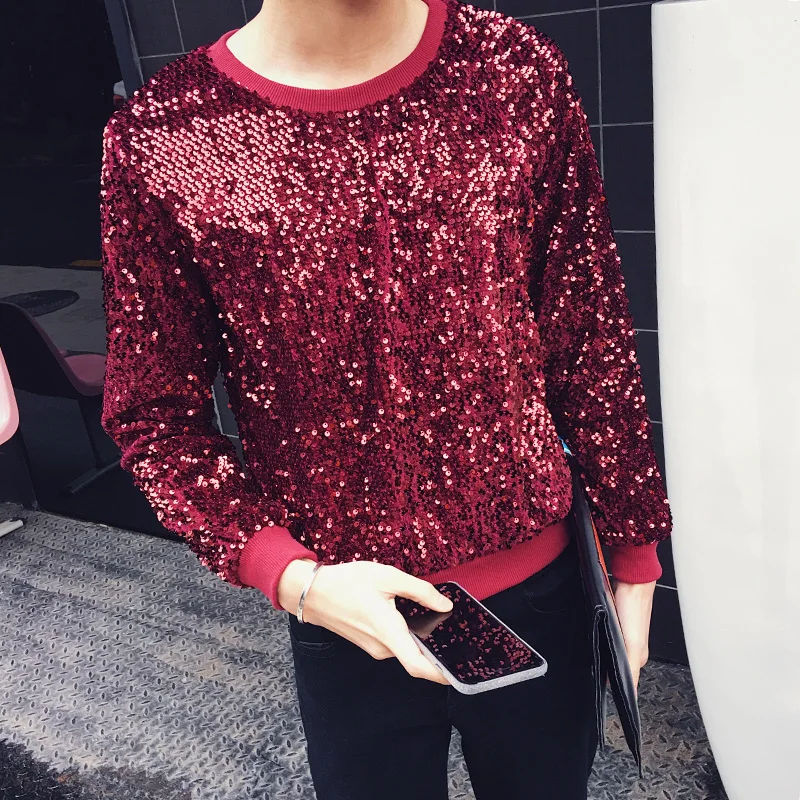 2020 мужские золотые свитшоты с Блестками одежда для сцены костюм BlingBling ночного