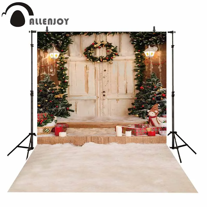 Allenjoy фон для фотосъемки рождественское крыльцо венок деревянная дверь студийный