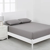 500 нитей, хлопок, сатин, Добби, в полоску, простыни, простыни, w/Pillow Sham, до 14 дюймов, глубокий карман - Цвет: Grey