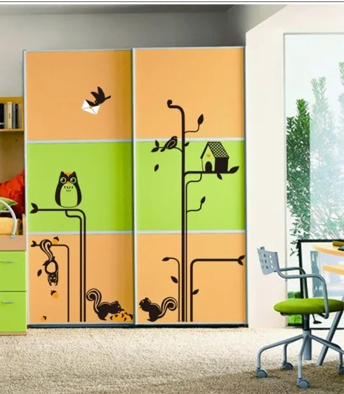 

2014New Original Design-Owls Squirrel Wall/Kid' s Loving /Removable Wall Decals/Home Decals/Waterpoof Wall Sticker ZY9126