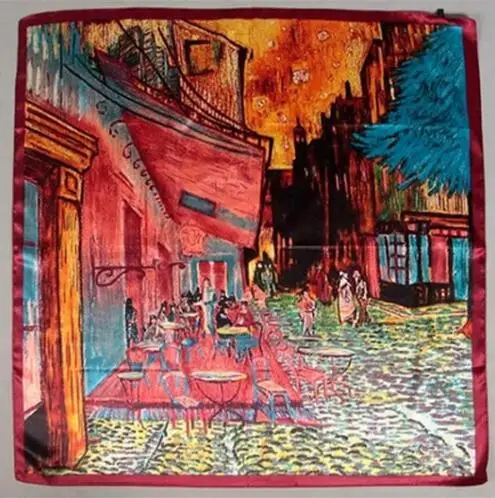 Новый Женский Винсент ван Гог Картина Маслом кофейня шелковый шарф Люксовый