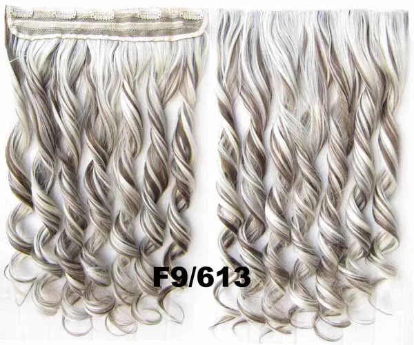 GS888 Color F9-613 Girlshow, 5 клипов, синтетические волосы для наращивания, волнистые, женский парик, волосы шиньон-хвост, 87 цветов, 130 г, 60 см, 1 шт - Цвет: GS888 Color F9-613
