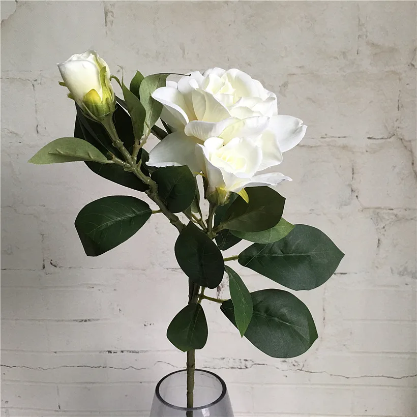 Milk white Искусственные цветы для свадьбы, украшения дома, искусственные цветы, 3 головки - Цвет: Milk white