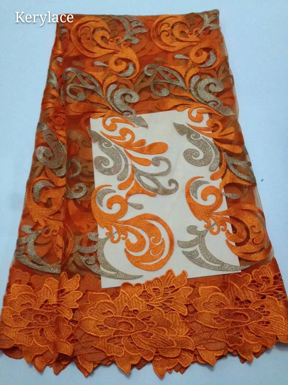 KRL-6012 Orange Белый Синий Высокое Качество Африканских Кружева Тюль Женщины