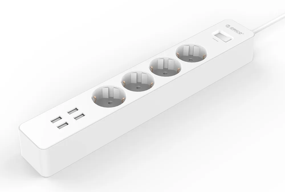 ORICO Smart power Strip розетки EU Plug 5V2. 4A переключатель перегрузки стабилизатор напряжения 4 выхода 4 порта USB зарядное устройство 1,8 м удлинитель