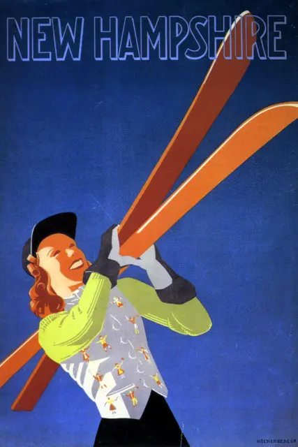 Винтажный постер для катания на лыжах спорта путешествий Колорадо классические