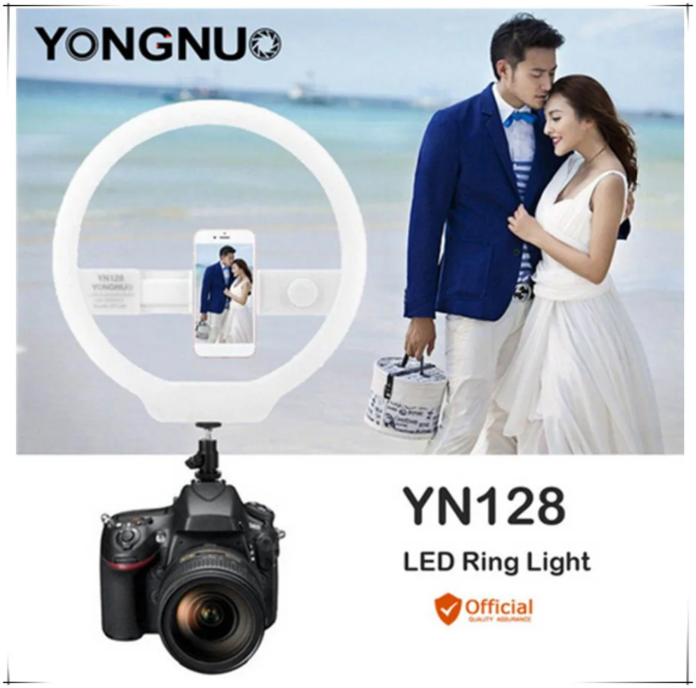 Кольцевой светодиодный светильник YONGNUO YN128 II с зеркалом для макияжа двухцветная