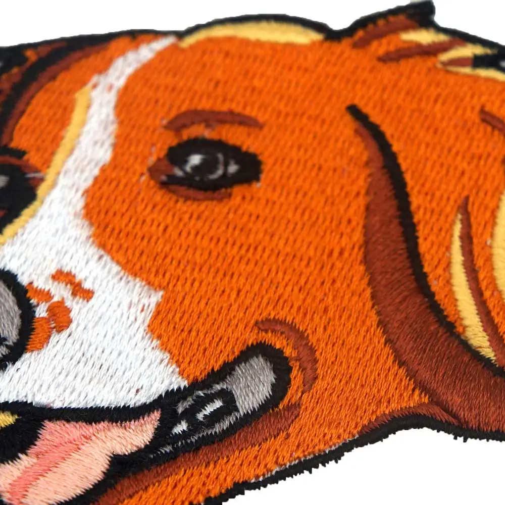 Golden hair dog iron on hook backing funny punk rock embroidered biker motorcycle patches for vest | Дом и сад