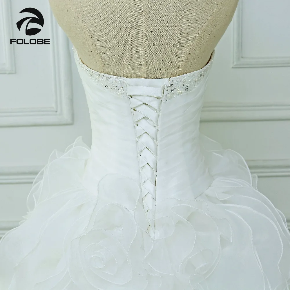 Vestidos De Noiva свадебное платье из органзы с бисером и оборками на заказ со складками |