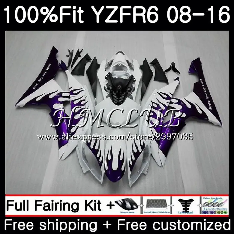 

Injection For YAMAHA YZF600 YZF-R6 2008 2013 2014 2015 2016 17HC14 YZF 600 YZF R6 R 6 YZFR6 Purple flames 08 13 14 15 16 Fairing