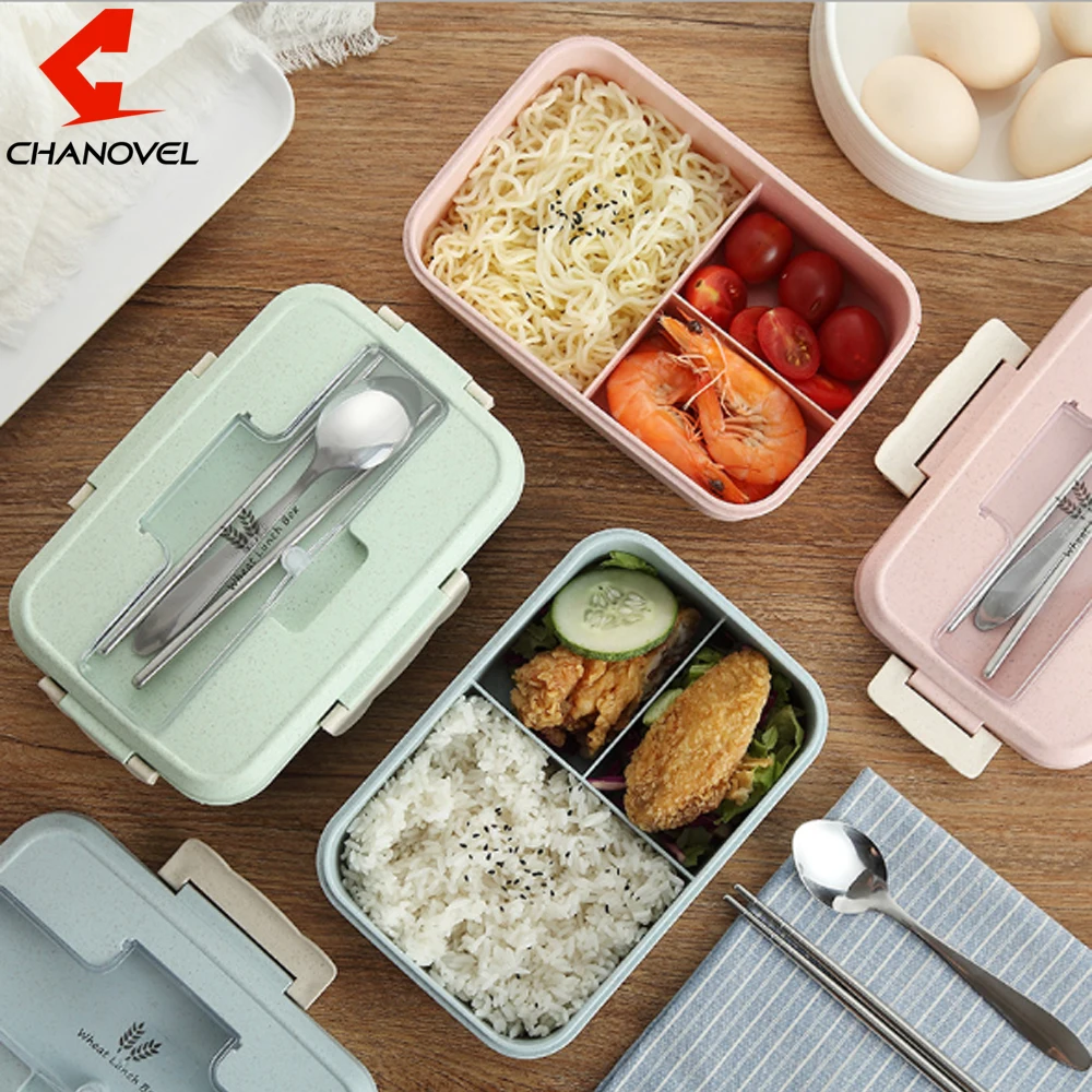CHANVOEL микроволновая печь пластиковая Пшеничная солома Bento Ланчбокс портативный детский школьный студенческий Ланч боксы для пикника пищевой контейнер для кемпинга