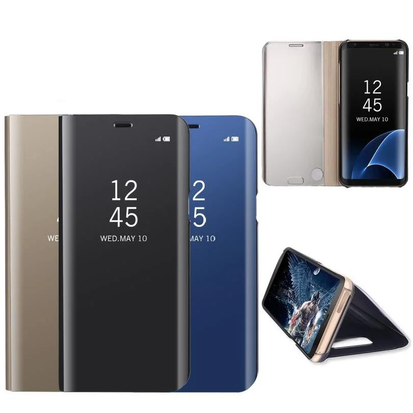 Прозрачный зеркальный умный чехол для Samsung S8 S9 Plus S7 Edge Кожаный флип Galaxy J3 J5 J7 2017 A3 A5
