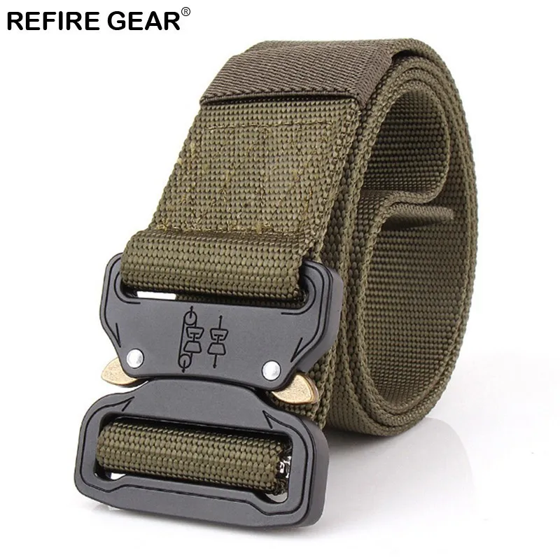 

Тактический нейлоновый ремень Refire Gear для мужчин, спортивный пояс с металлической пряжкой, для солдат, спецназа, для выживания, пейнтбола