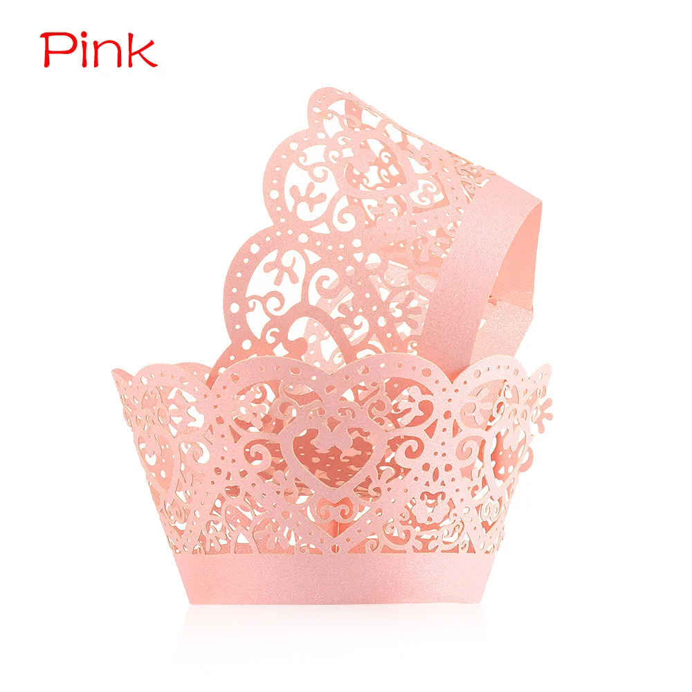 pink style2 12 шт. маленькая лоза кружевная лазерная резка обертка для кексов форма для порционной выпечки полый бумажный торт чашка DIY для выпечки фонданта кекс Прямая поставка - Цвет: pink style2