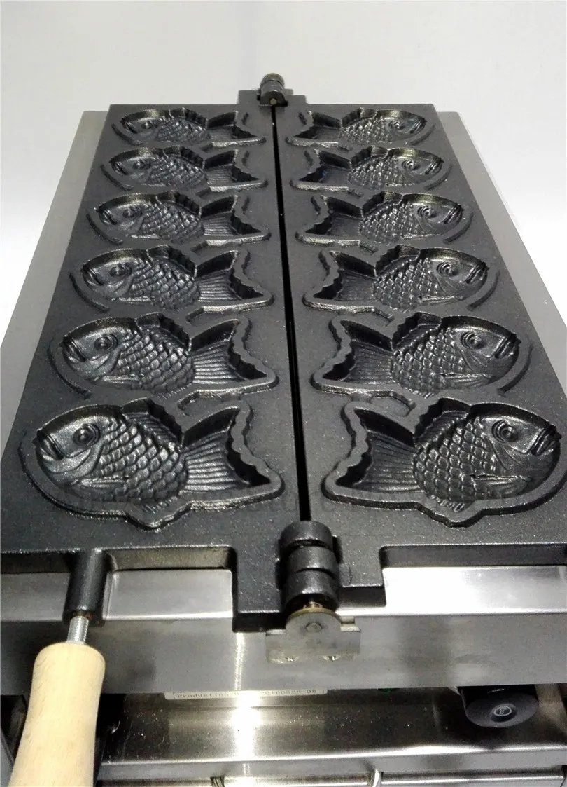 Японский стиль Taiyaki Электрический аппарат для коммерческого использования Taiyaki печенье в форме рыбы чайник из нержавеющей стали Шесть Форм Закуски устройства