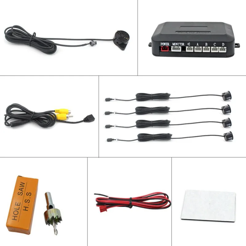 

PZ600 4 Sensors Buzzer 22mm Car Parking Sensor Kit Reverse Backup Radar Sound Alert Indicator Probe System 12V