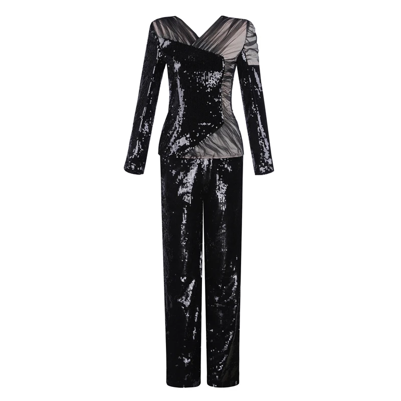 INDRESSME 2019 модные сексуальные деловые брючные костюмы с V образным вырезом из