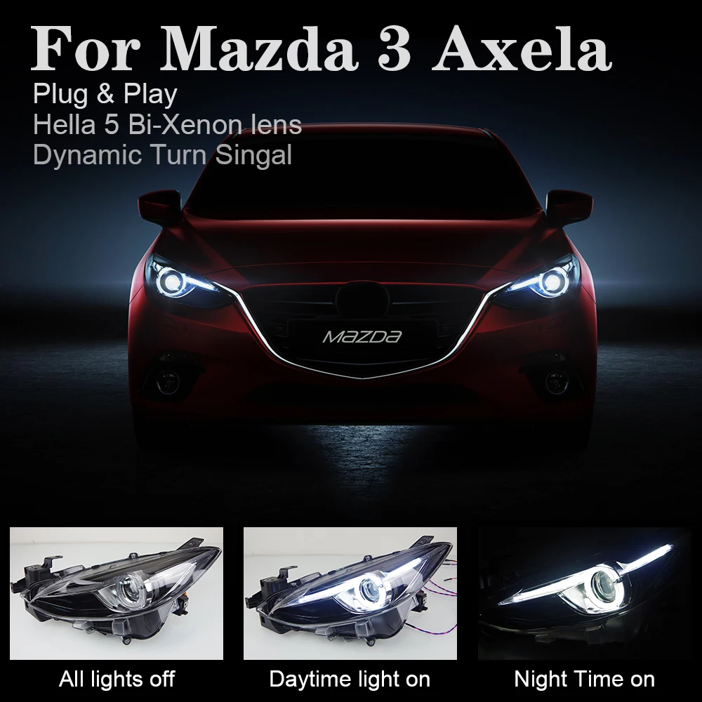 Стайлинг автомобиля для Mazda 3 фары 2014 2016 Оригинальный светодиодный ная фара DRL