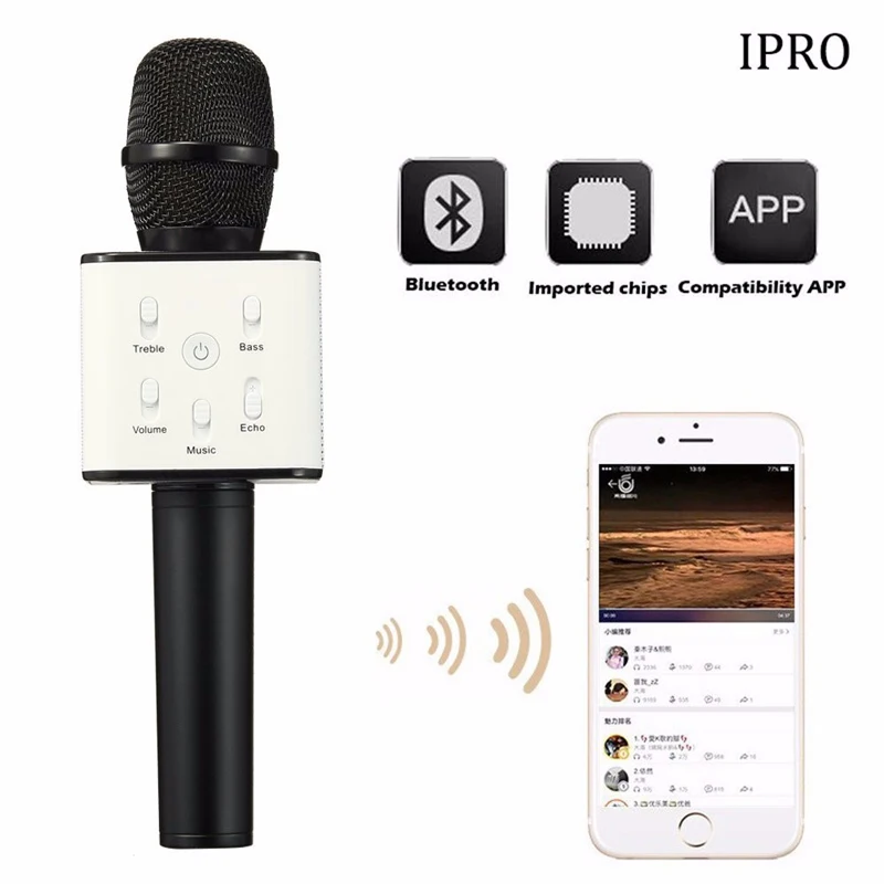 Микрофон для караоке Q7 Mini Magic беспроводной конденсаторный Bluetooth микрофон динамик