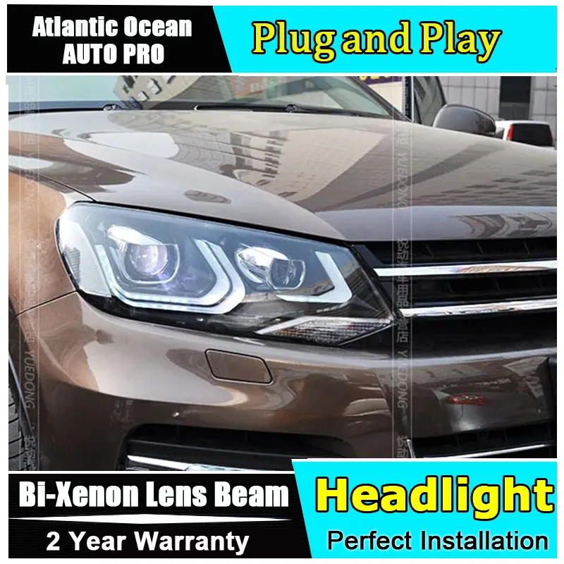 Новый головной светильник s для vw touareg 2011 2014 автомобильный Стайлинг биксеноновые