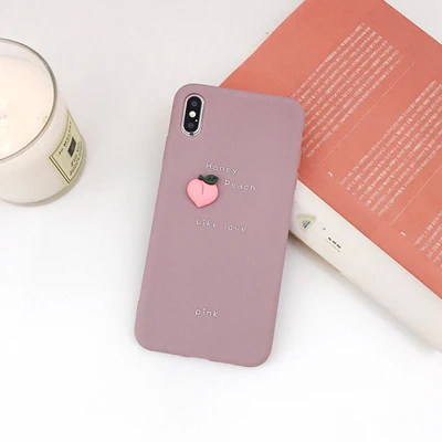 Лаванда Из Дженни Простой Стерео фрукты английский для iPhone x xr xs max 6 6s 7 8 Plus сплошной цвет телефон ТПУ чехол - Цвет: Лаванда