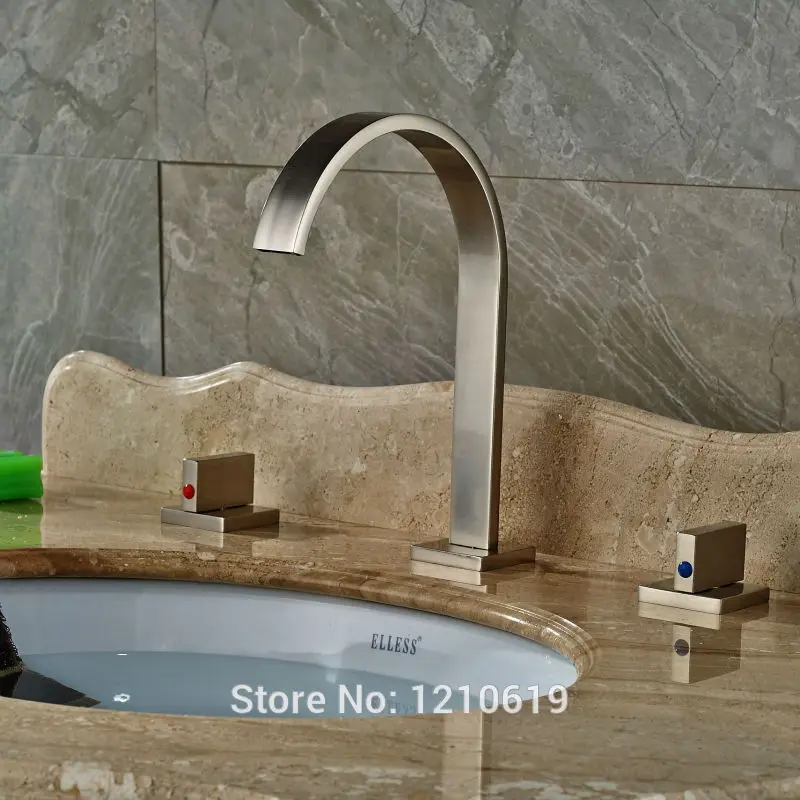 Новый никелевый матовый смеситель для раковины Uythner с тремя отверстиями