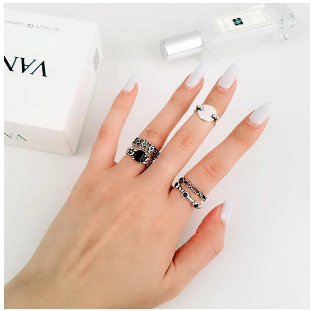 Кольца в стиле панк, Настоящее серебро 925, Anillos, ювелирное изделие, Винтажное очарование, богемный минимализм, лучший друг, подарок, Haut Femme Bague Femme, кольца для женщин