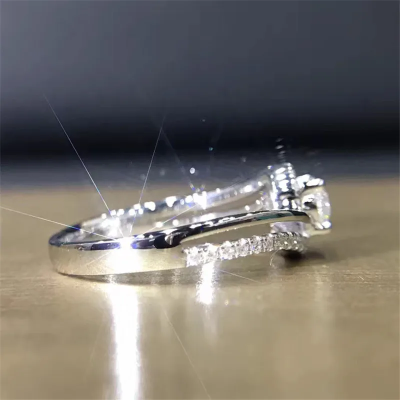 Женское винтажное обручальное кольцо LASAMERO белое золото 18 К с натуральными