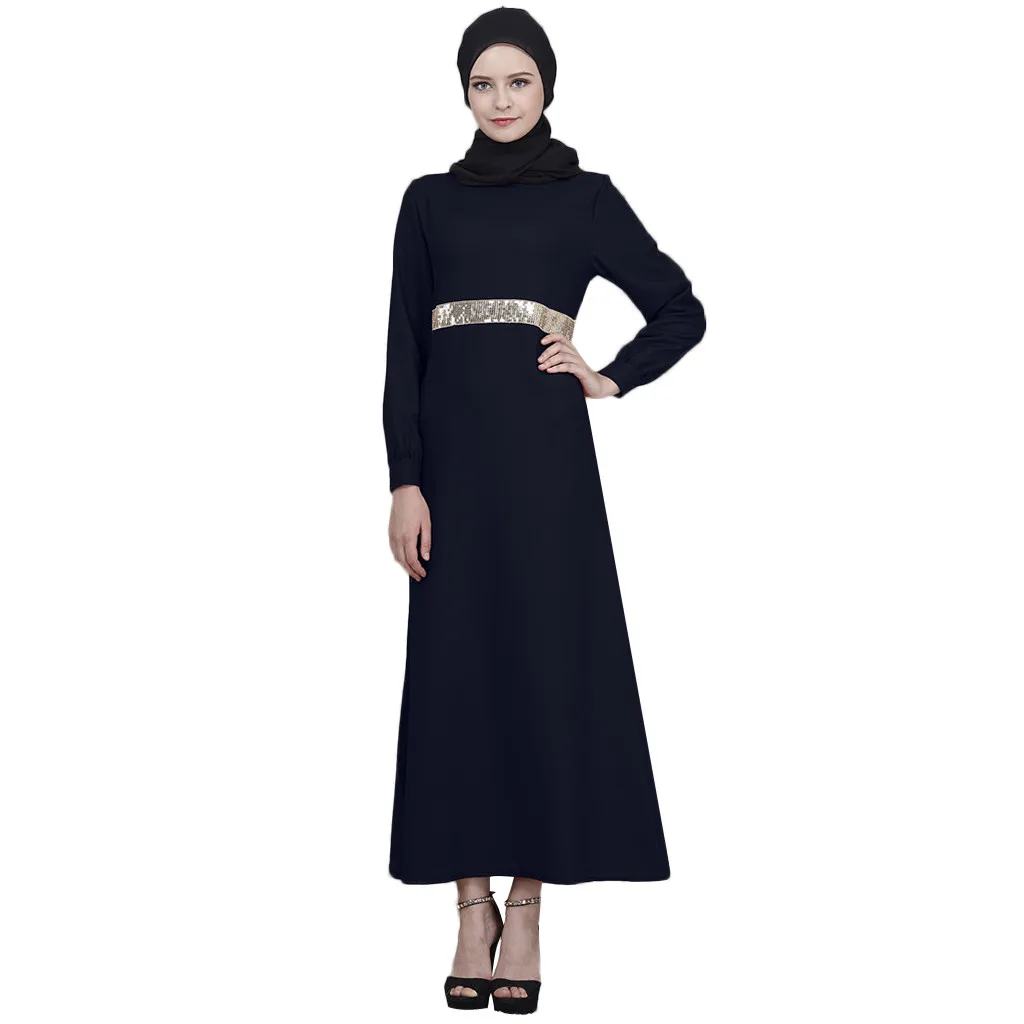 Женское платье в арабском стиле с длинным рукавом и блестками c0318|Женские платья|