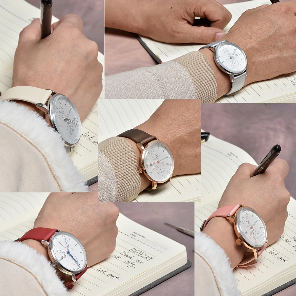 

BEAFIRY 12 14 16 18 20MM genuine leather Smooth Soft Thin brushed watch band straps pink coffee red beige silver