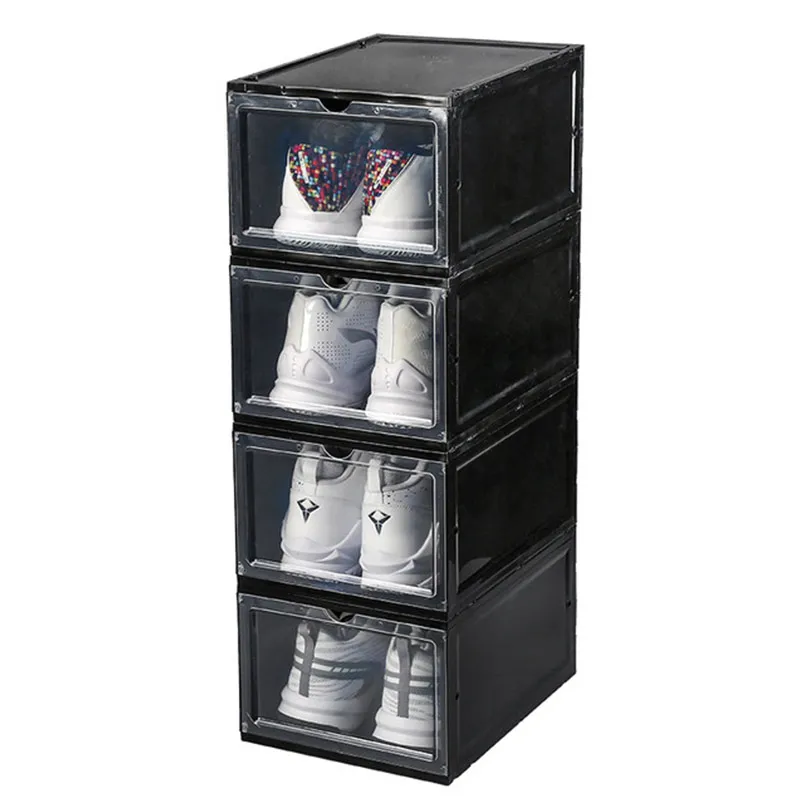 2pc 34X25X18CM White 34*25*18,2 Высокая емкость 2 шт Экологичная для обуви Коробка Для Хранения Чехол прозрачный пластиковый прямоугольник обувь сундук-органайзер ящик - Цвет: 2pc 34X25X18CM White