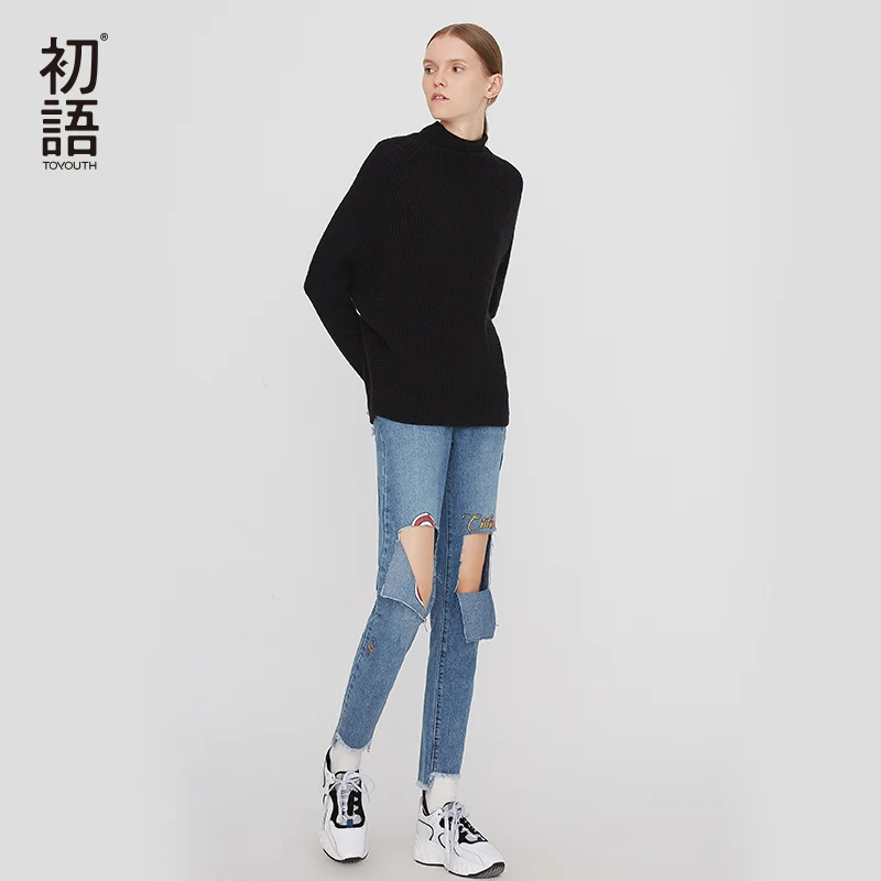 Toyouth Winter Women Thick Sweaters Turtleneck Long Sleeve Pullovers Ladies Knitted Warm Sweater Jumper Knitwear Casual Tops | Женская