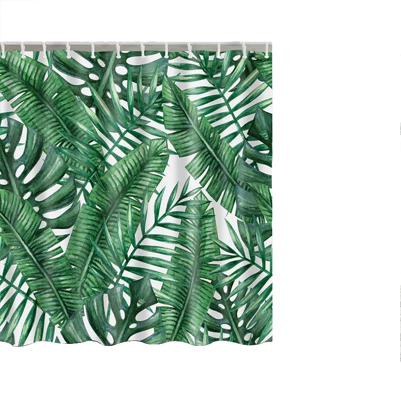 Зеленые тропические растения занавески для душа s ванная комната полиэстер