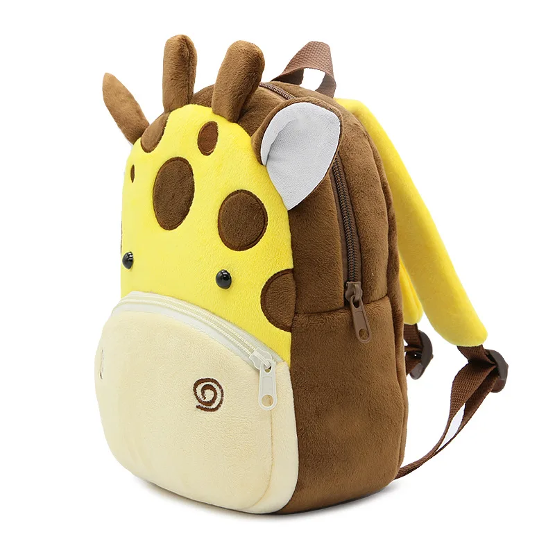 Children School Backpack Cartoon Giraffe Design Comfortable Soft Plush Material For Toddler Baby Kindergarten Kids Snacks Bag | Багаж и
