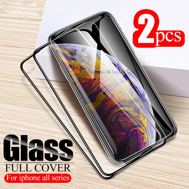 2 шт закаленное стекло для iphone x xs max xr Защитная пленка экрана 7 8 6 plus 7plus 8plus|Защитные