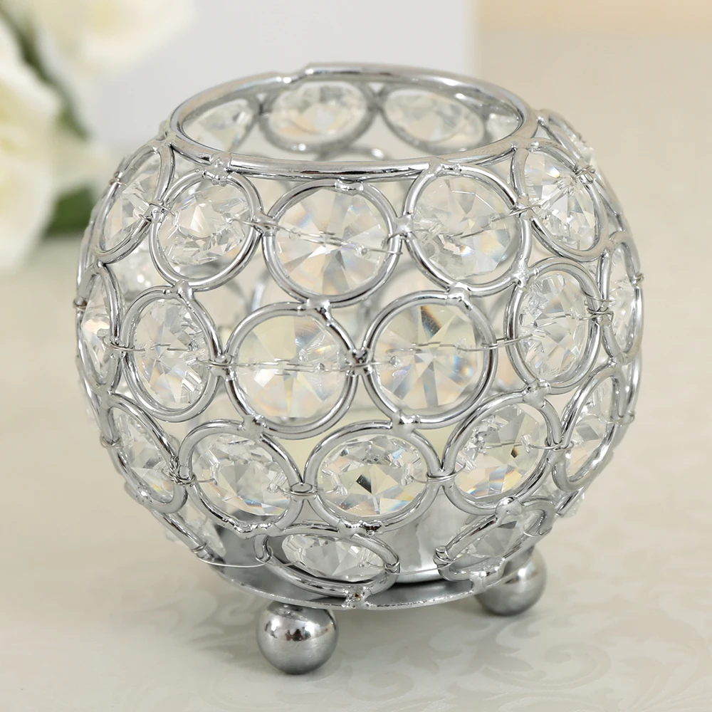 Crystal Candle Holders Bowl Tealight Candlestick Stand Wedding Party Coffee Candy Bar Table Centerpieces Holiday Home Decoration | Дом и сад