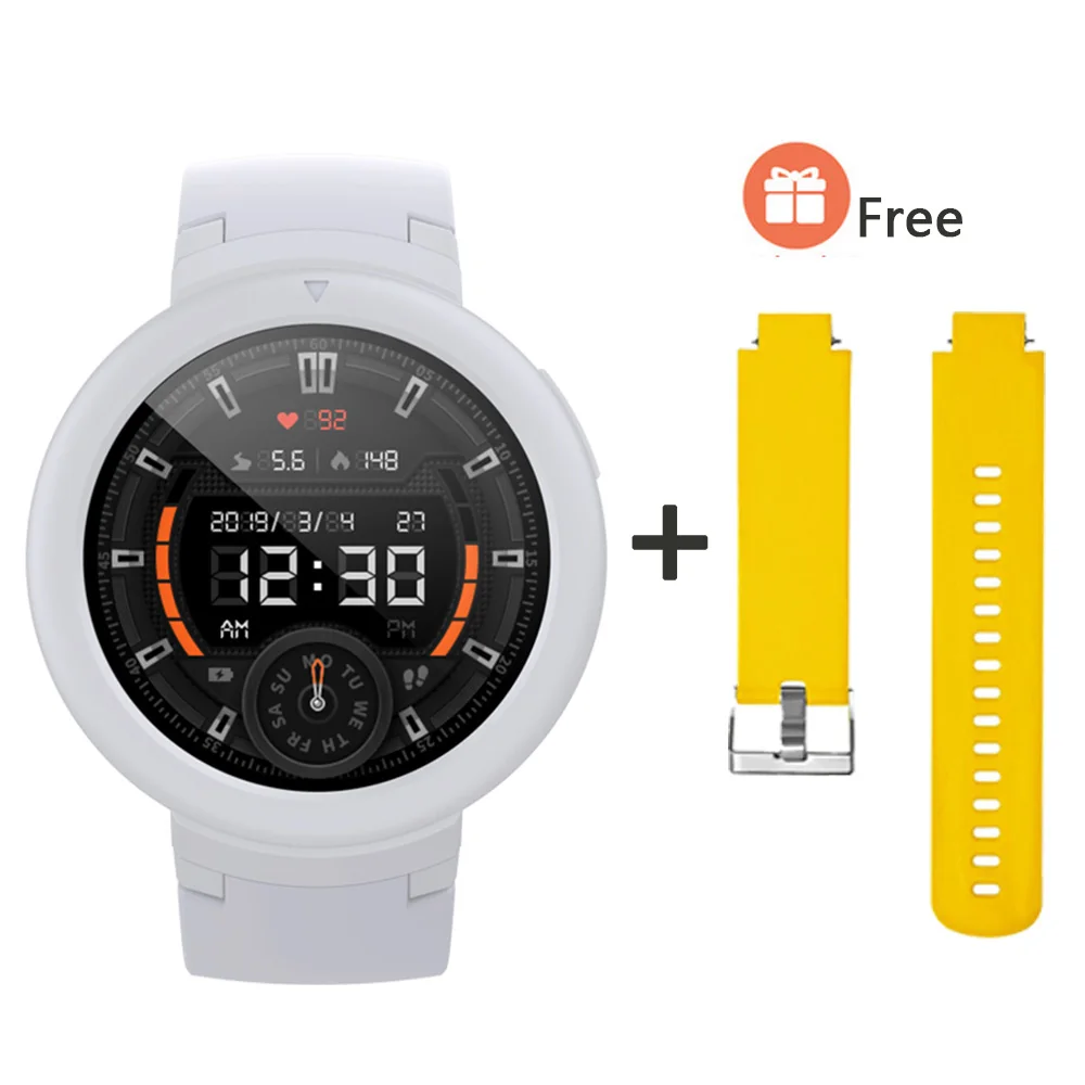 White add Yellow Подарочный ремешок новая версия Huami AMAZFIT Verge Lite Смарт-часы gps IP68 Водонепроницаемые мульти-спортивные Смарт-часы фитнес-трекер - Цвет: White add Yellow