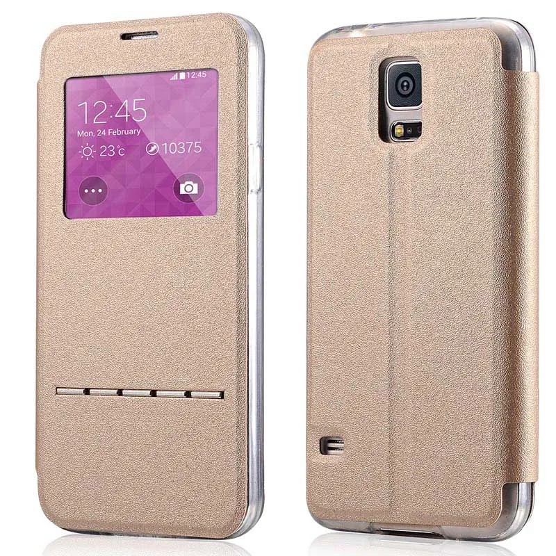 Скользнул ответ Флип кожаный чехол для samsung Galaxy S5 i9600 Neo окном View Корпус Coque крышка