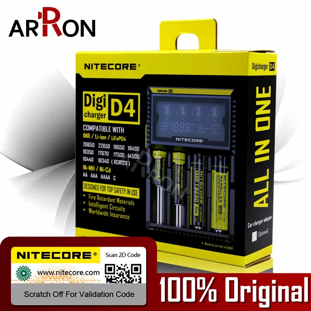 100% оригинал NItecore D4 D2 Новый I4 I2 Digicharger LCD Интеллектуальный литий ионный AA AAA 18650 14500